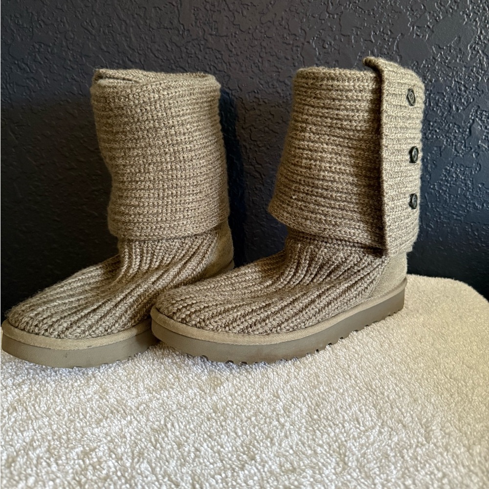 UGG Gray Knit Button Boots